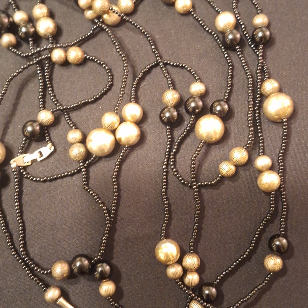 Vintage Copper/gold/black Beaded Chain